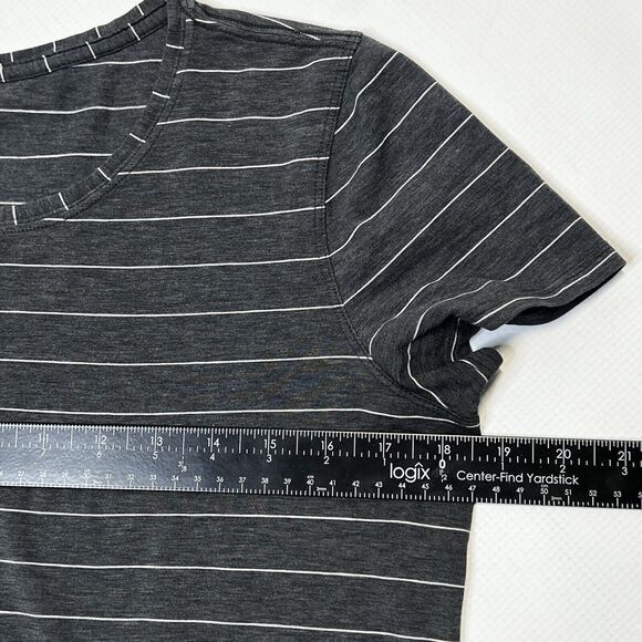 Lululemon Love Crew III Short Serve Stripe Shirt Heathered Black White Size 6 - Picture 5 of 10